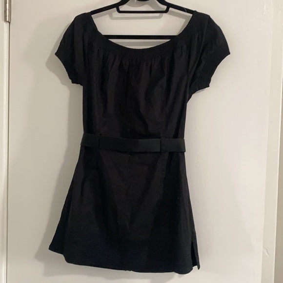 Bebe black button down dress with belt. Gold detail on buttons and belt. - Picture 6 of 6